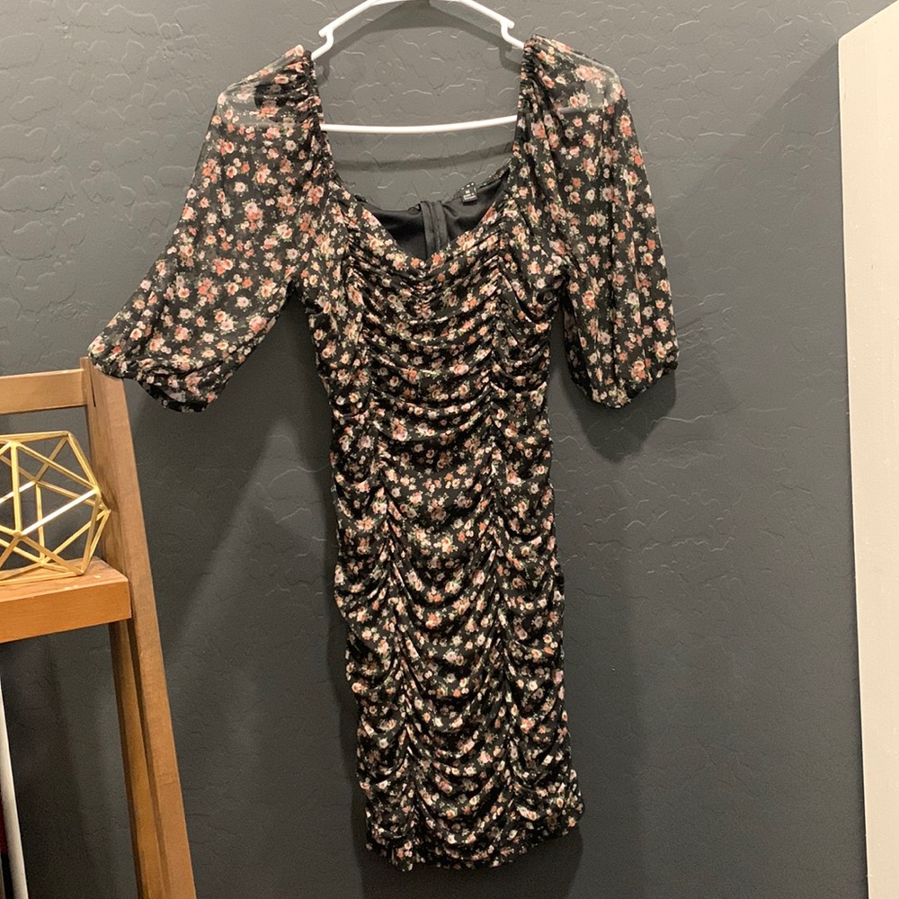 Floral Ruched Mini Dress